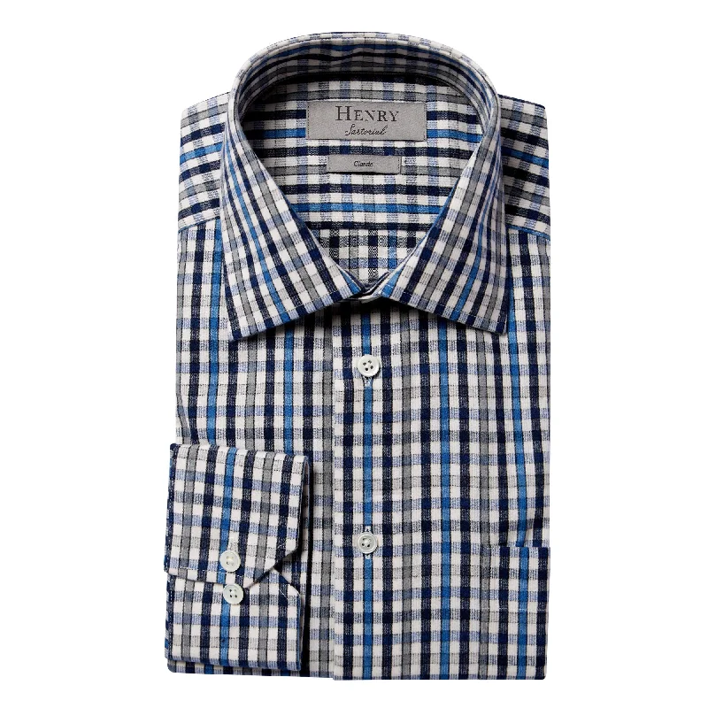 HENRY SARTORIAL Check Casual Shirt BLUE MULTI