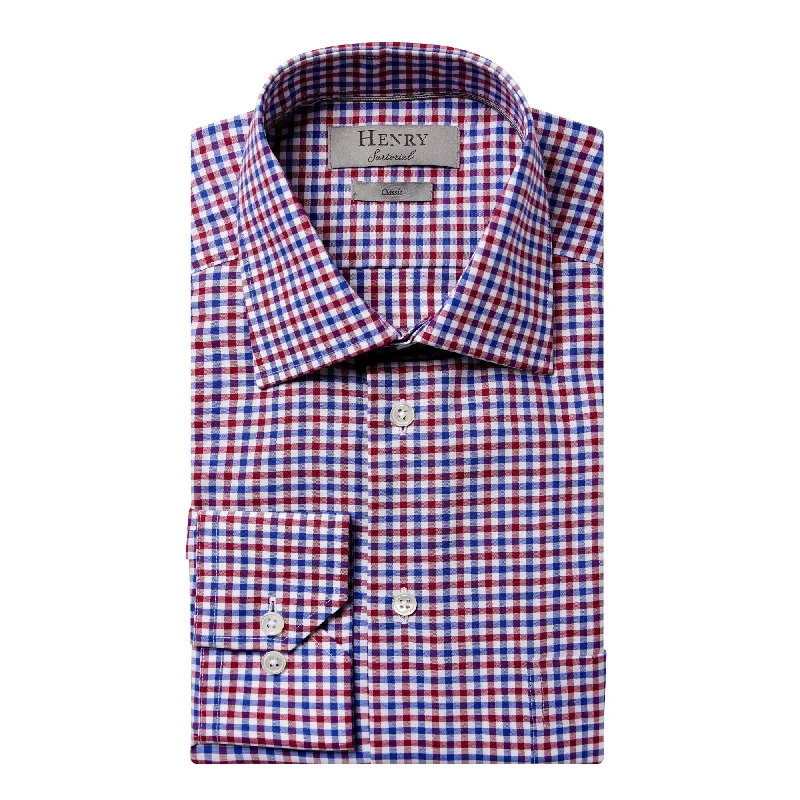 HENRY SARTORIAL Check Casual Shirt RED/BLUE/WHITE