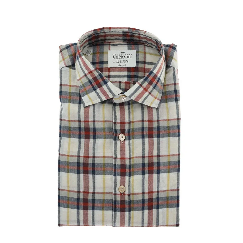 HENRY SARTORIAL X GHERARDI Check Long Sleeve Casual Shirt RED/YELLOW/NAVY