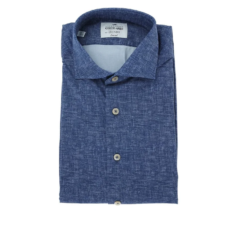 HENRY SARTORIAL X GHERARDI Long Sleeve Buttoned Shirt BLUE MELANGE