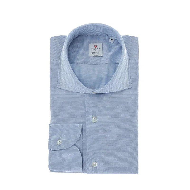 HENRY SARTORIAL X CORDONE Cotton/Silk Jersey Shirt BLUE/SKY