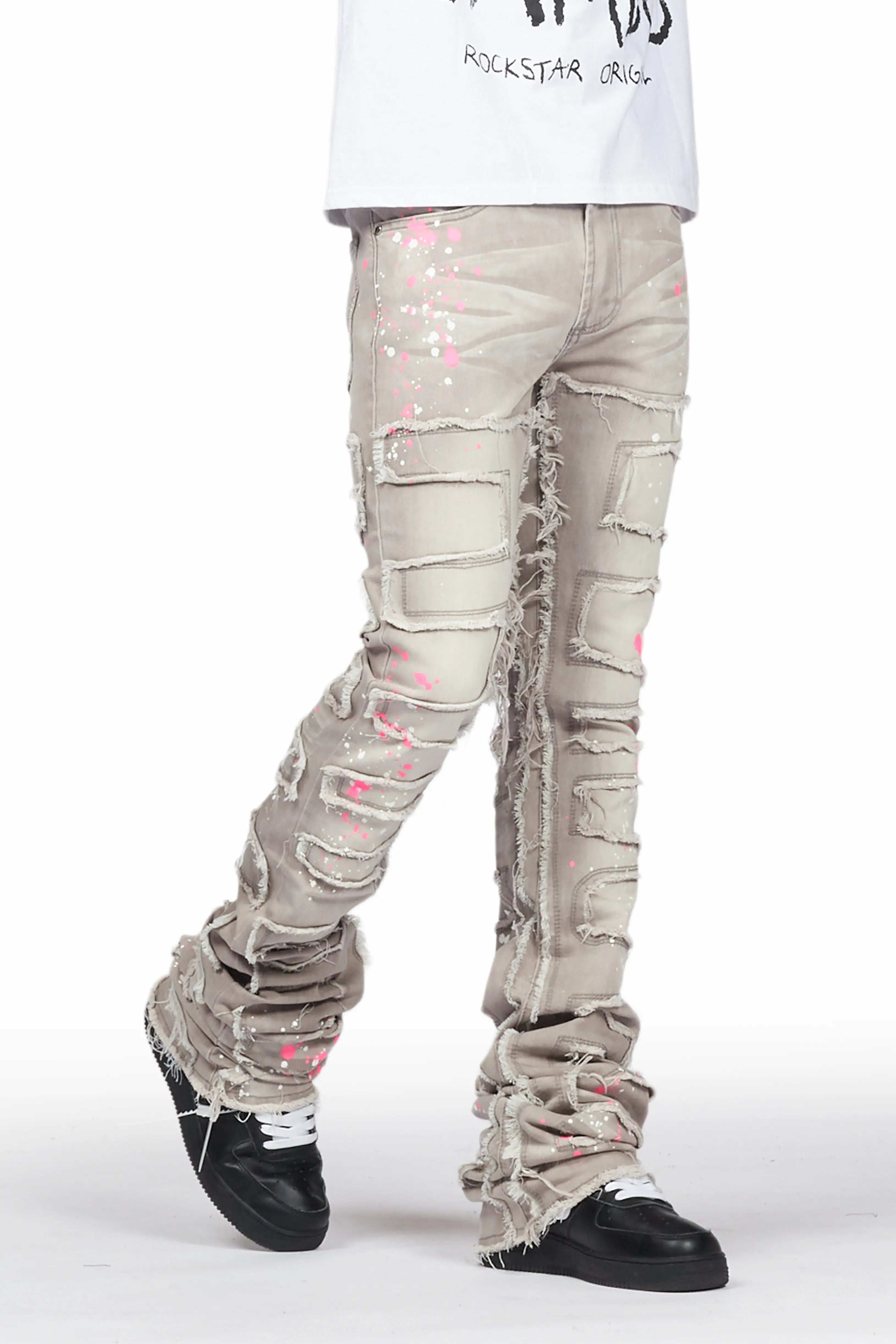 Macon Grey Painter Super Stacked Flare Jean