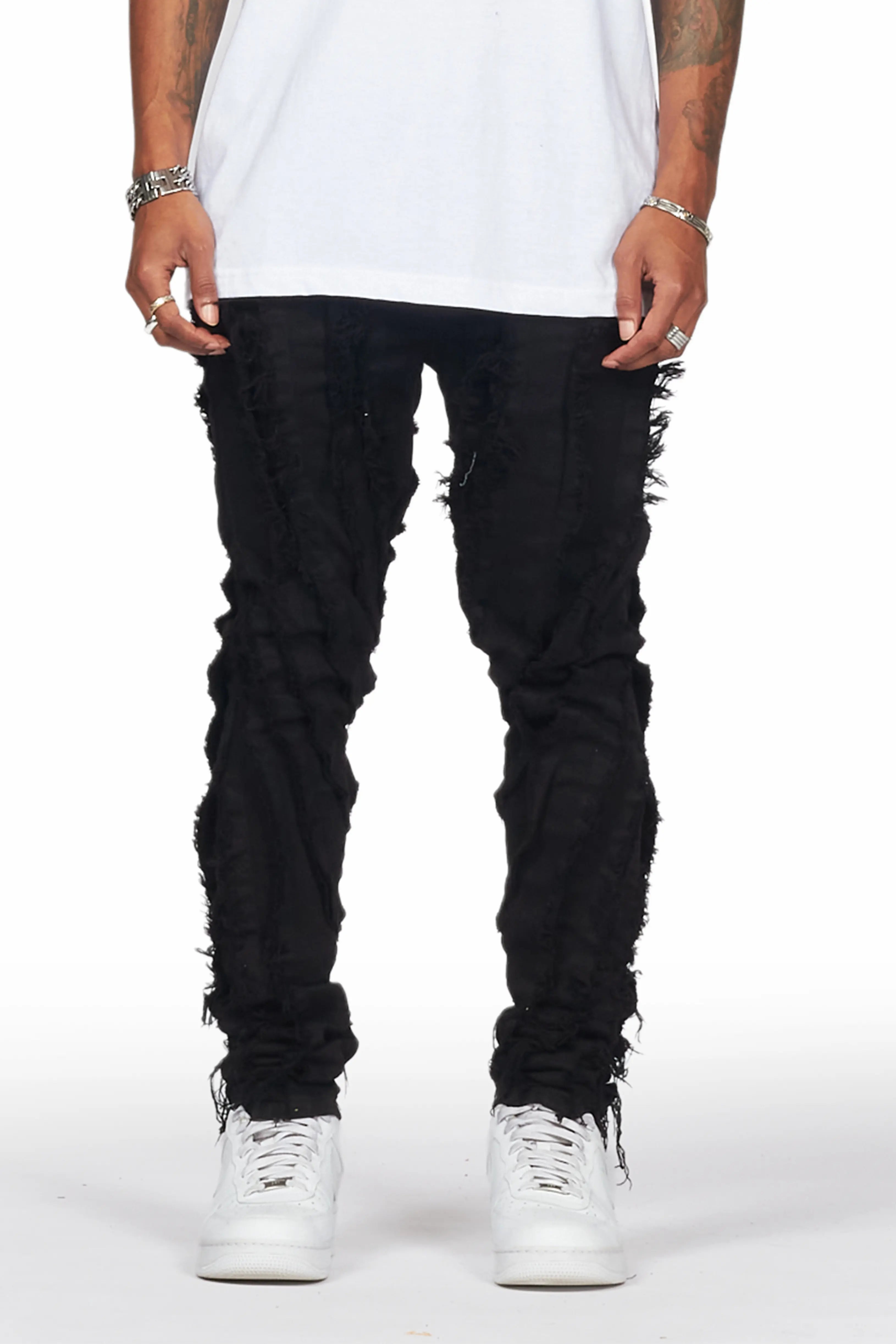 Achilles Black Raw Edge Skinny Fit Jean