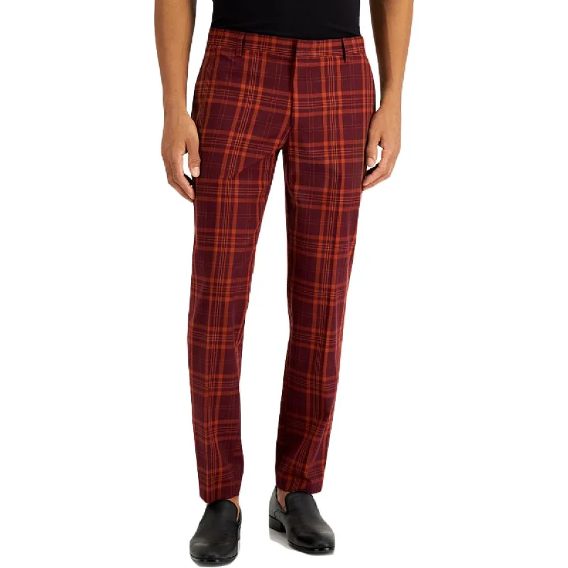 INC Mens Eli Slim Fit Plaid Straight Leg Pants