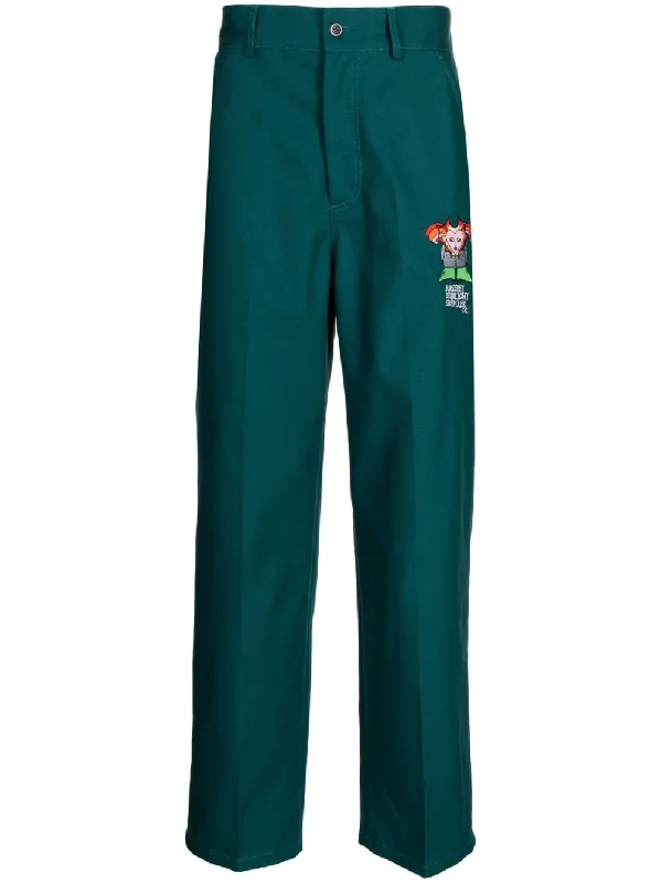 Logo-Embroidered Straight-Leg Trousers