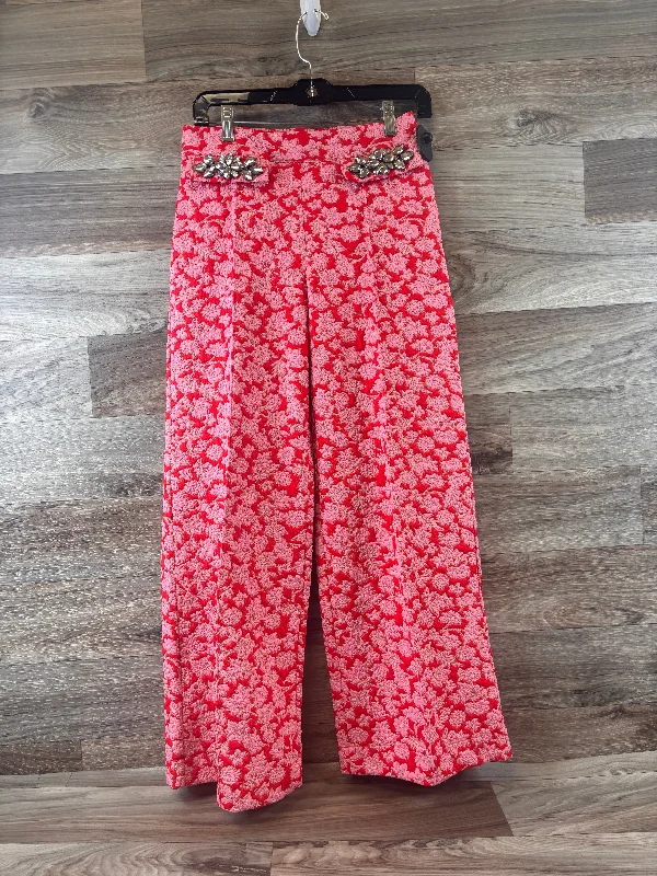 Pants Wide Leg By Zara In Pink & Red, Size: 4