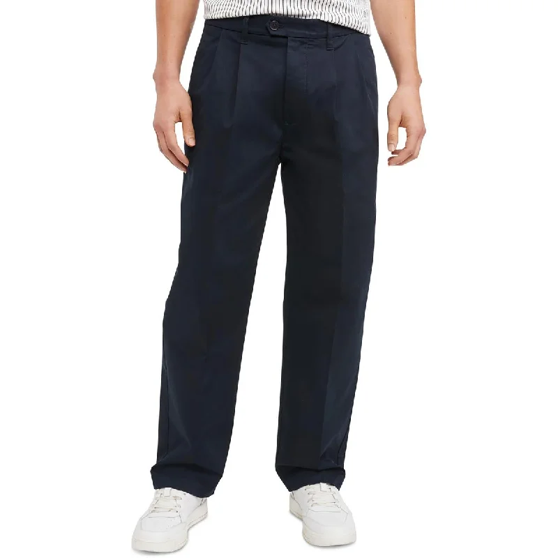 Tommy Hilfiger Mens Pleated Relaxed Fit Chino Pants