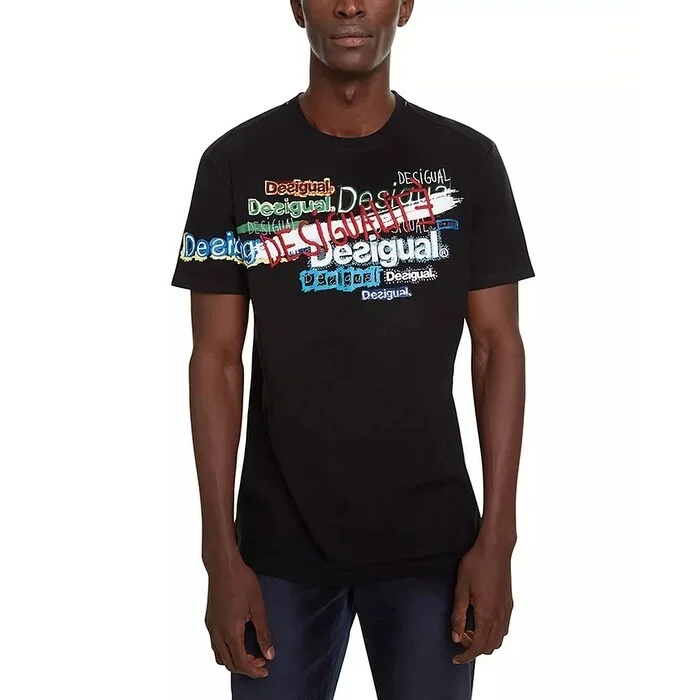 Desigual Men's David Graphic T-Shirt Black Size XX-Large