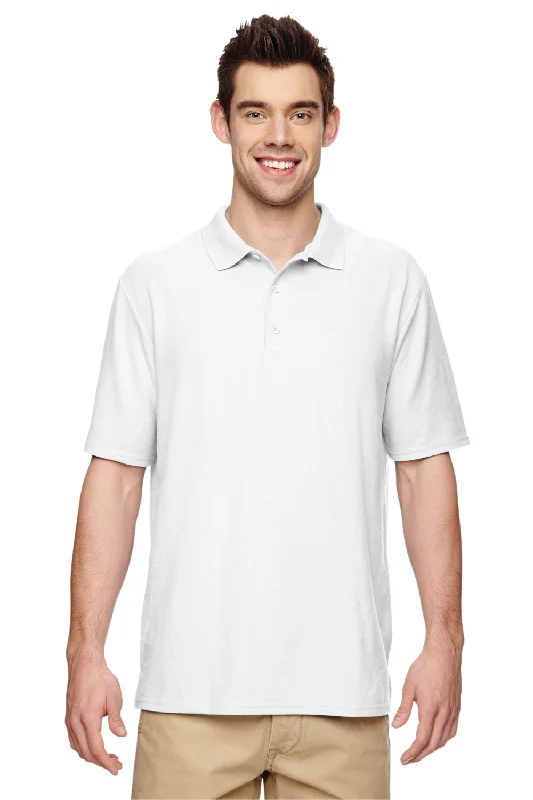 Gildan Mens DryBlend Moisture Wicking Short Sleeve Polo Shirt - White - Closeout