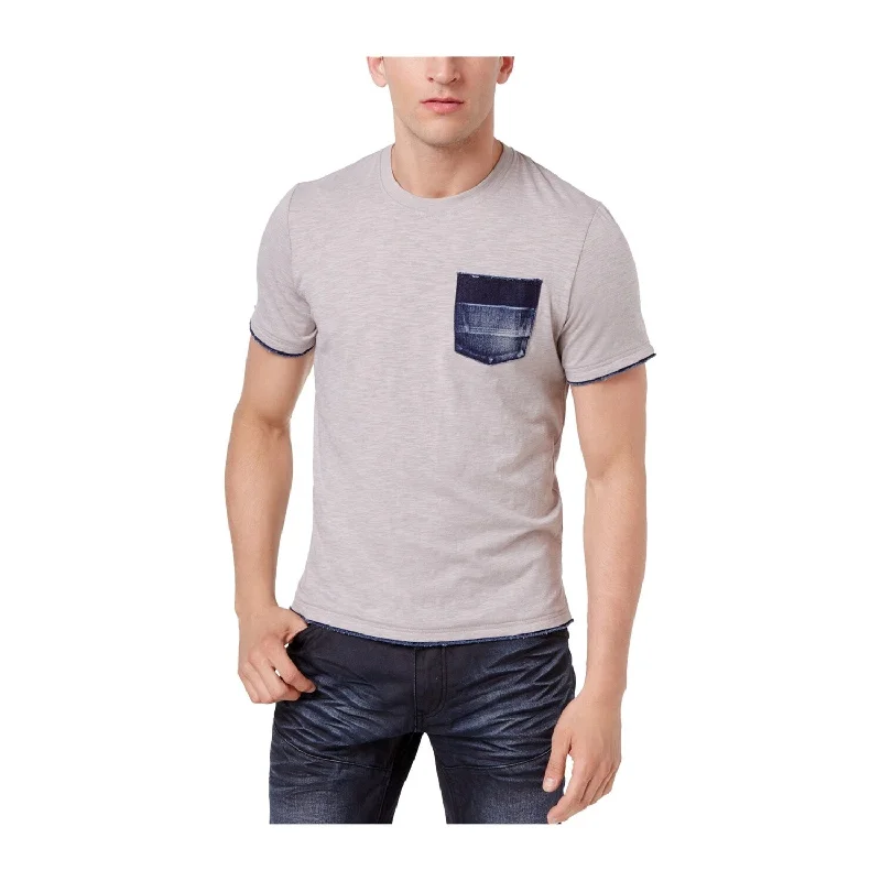 INC International Concepts Men's Heathered Denim-Detail T-Shirt Silver 2-Extra Large - 2XL