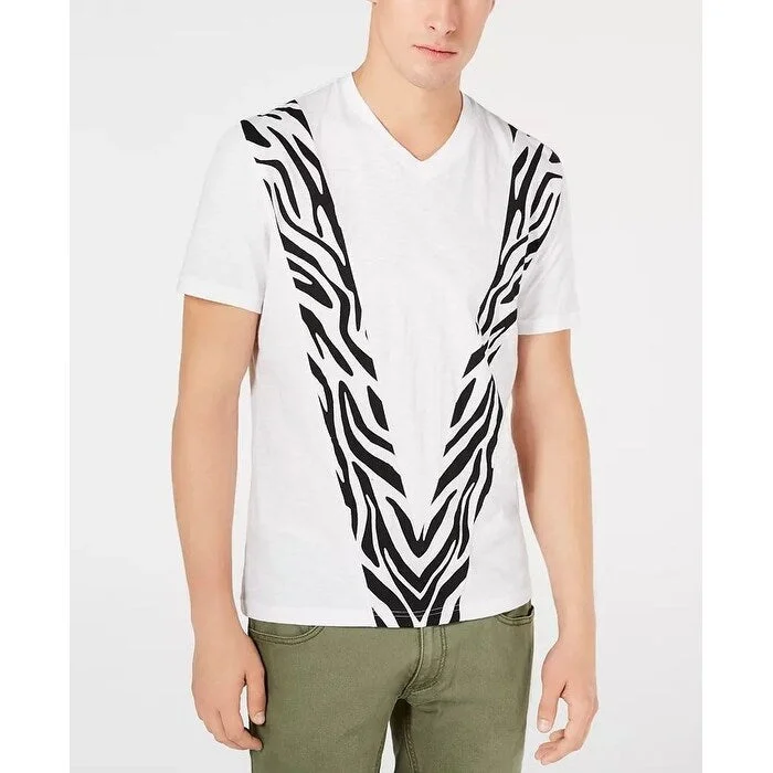 INC International Concepts Men's Pieced Zebra T-Shirt White Size M - Medium