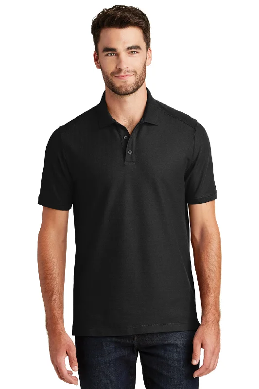 New Era Mens Venue Home Plate Moisture Wicking Short Sleeve Polo Shirt - Black