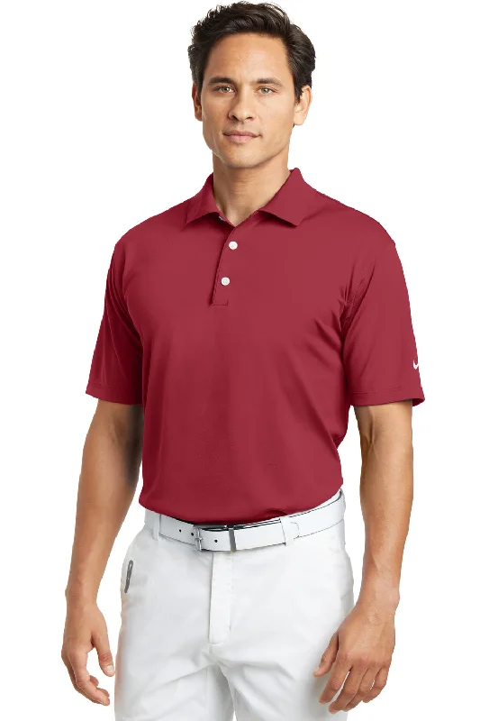 Nike Mens Tech Basic Dri-Fit Moisture Wicking Short Sleeve Polo Shirt - Pro Red