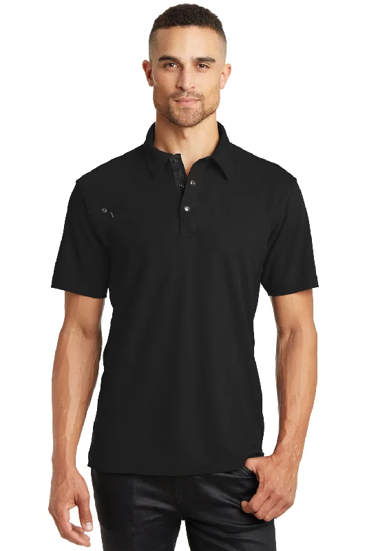 Ogio Mens Accelerator Moisture Wicking Short Sleeve Polo Shirt w/ Pocket - Blacktop