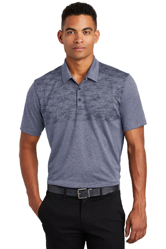 Ogio Mens Gravitate Moisture Wicking Short Sleeve Polo Shirt - Heather Navy Blue