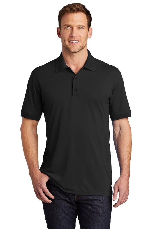 Port Authority Mens 5-1 Performance Moisture Wicking Short Sleeve Polo Shirt - Black - Closeout