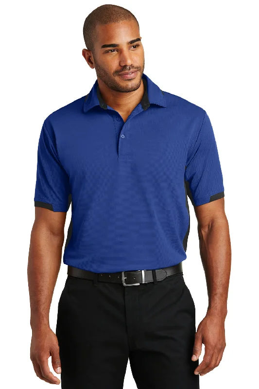 Port Authority Mens Dry Zone Moisture Wicking Short Sleeve Polo Shirt - Royal Blue/Black