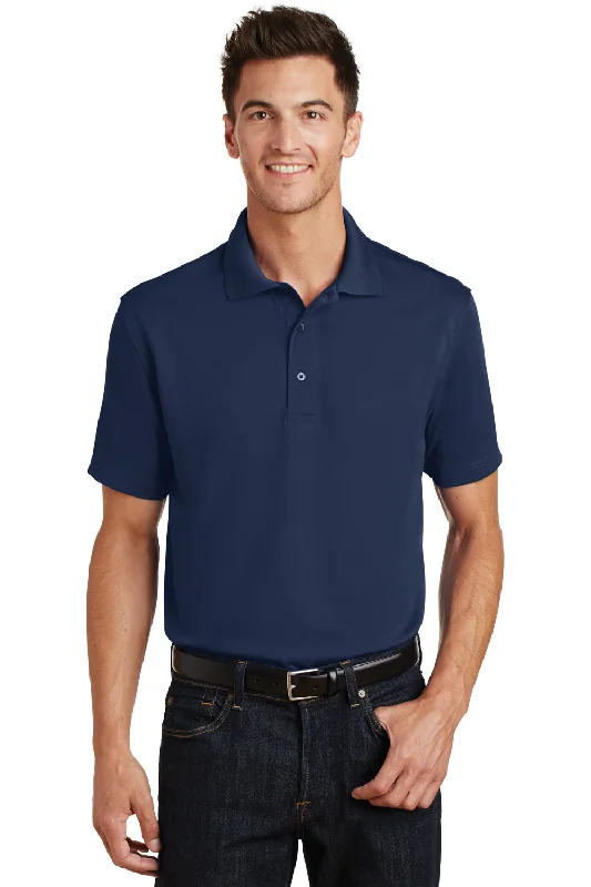 Port Authority Mens Moisture Wicking Short Sleeve Polo Shirt - Navy Blue - Closeout