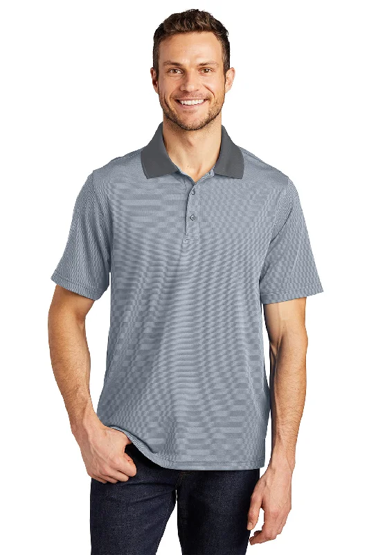 Port Authority Mens Performance Moisture Wicking Short Sleeve Polo Shirt - White/Shadow Grey