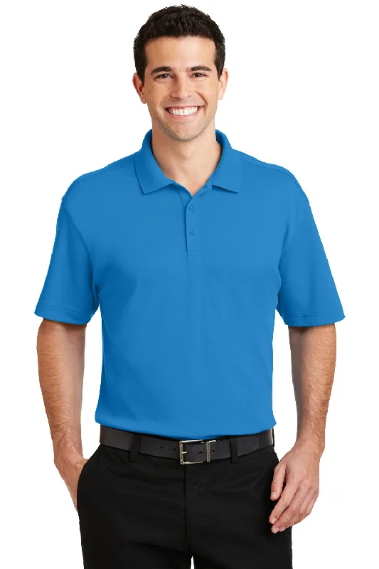 Port Authority Mens Silk Touch Performance Moisture Wicking Short Sleeve Polo Shirt - Brilliant Blue - Closeout