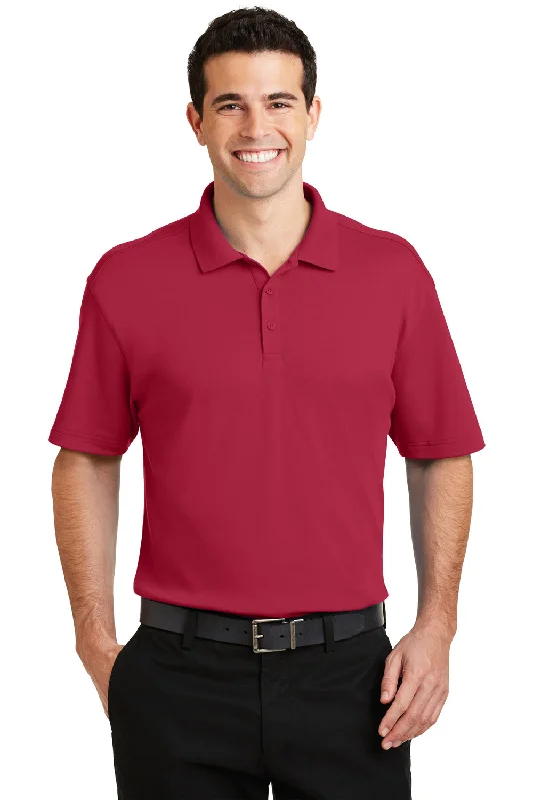 Port Authority Mens Silk Touch Performance Moisture Wicking Short Sleeve Polo Shirt - Rich Red - Closeout