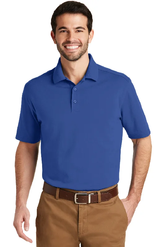 Port Authority Mens SuperPro Moisture Wicking Short Sleeve Polo Shirt - True Blue - Closeout