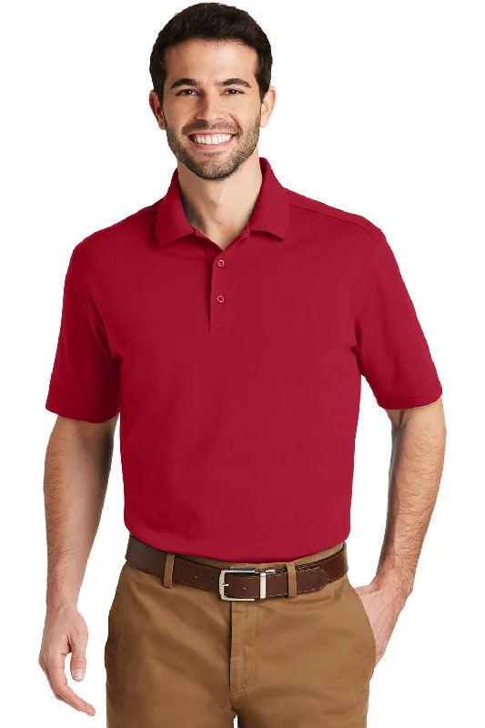 Port Authority Mens SuperPro Moisture Wicking Short Sleeve Polo Shirt - Rich Red - Closeout