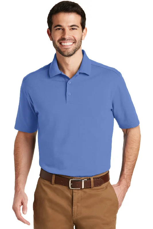 Port Authority Mens SuperPro Moisture Wicking Short Sleeve Polo Shirt - Ultramarine Blue - Closeout