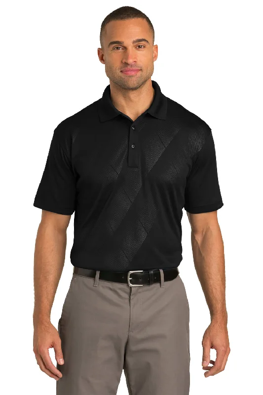 Port Authority Mens Tech Moisture Wicking Short Sleeve Polo Shirt - Black - Closeout