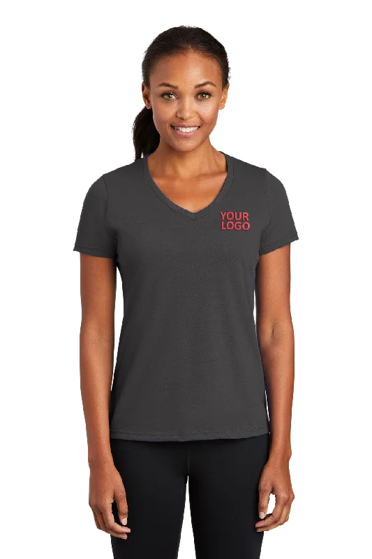 Port & Company Ladies Performance Blend Custom V-Neck Tee's, Charcoal