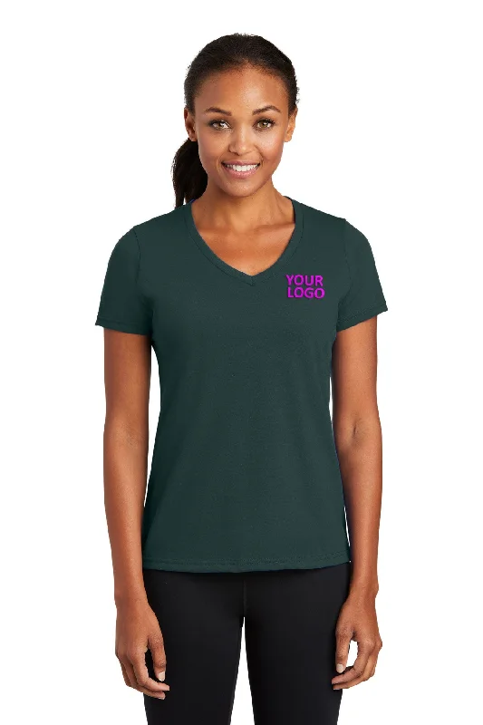 Port & Company Ladies Performance Blend Custom V-Neck Tee's, Dark Green