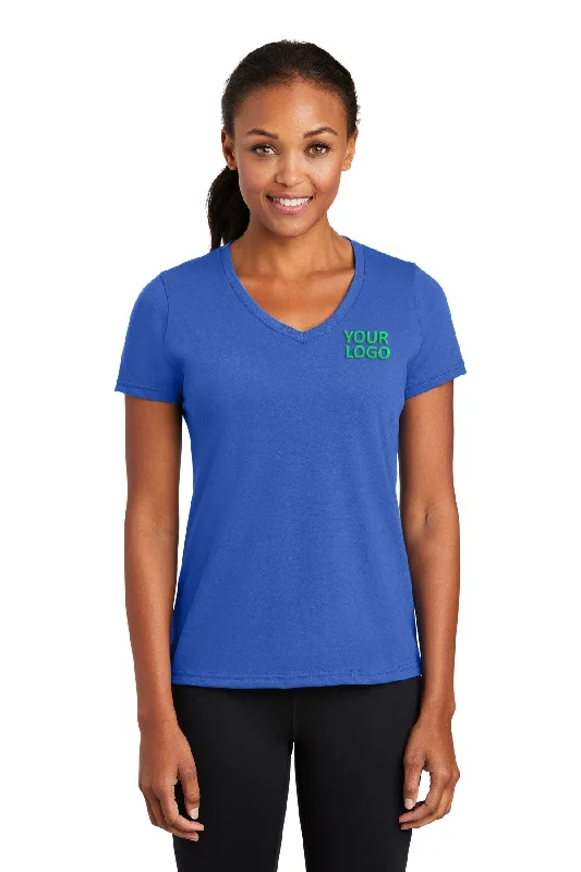 Port & Company Ladies Performance Blend Customized V-Neck Tee's, True Royal