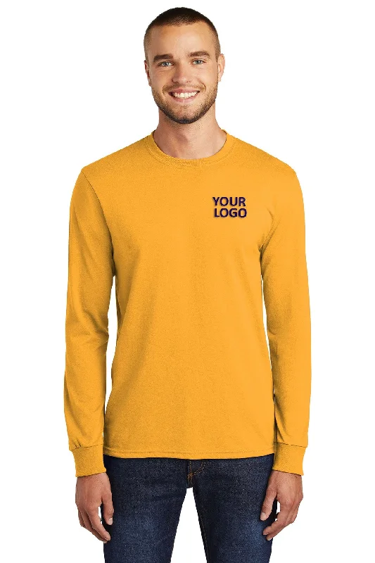 Port & Company Long Sleeve Customized Core Blend Tee's, Gold