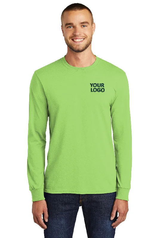 Port & Company Long Sleeve Customized Core Blend Tee's, Lime