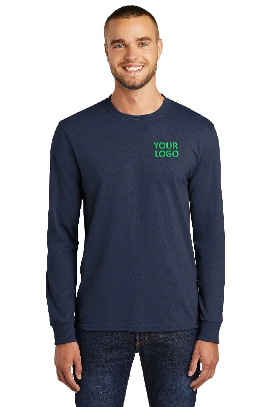 Port & Company Long Sleeve Customized Core Blend Tee's, Navy