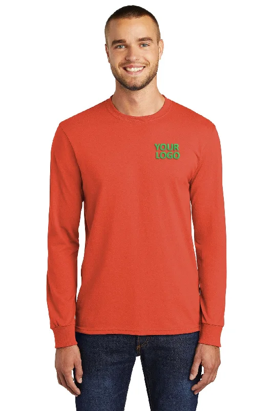 Port & Company Long Sleeve Branded Core Blend Tee's, Orange