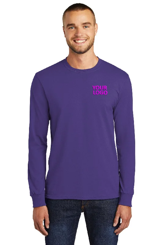 Port & Company Long Sleeve Branded Core Blend Tee's, Purple