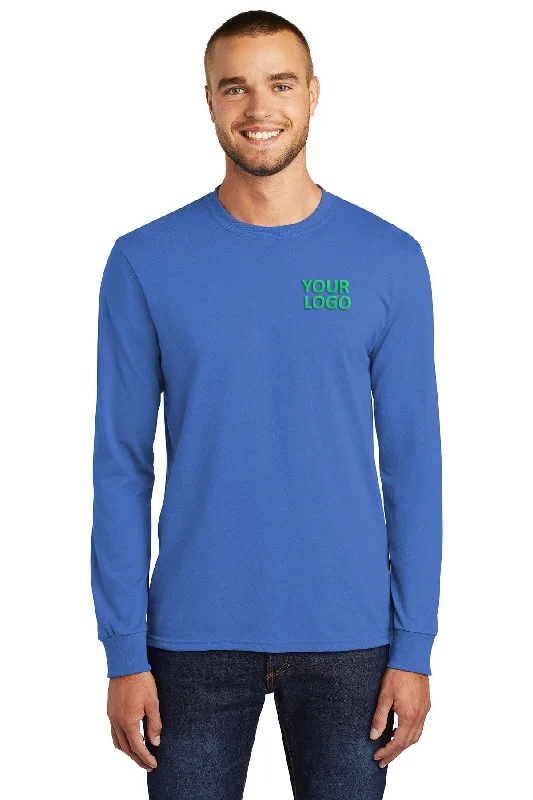 Port & Company Long Sleeve Branded Core Blend Tee's, Royal