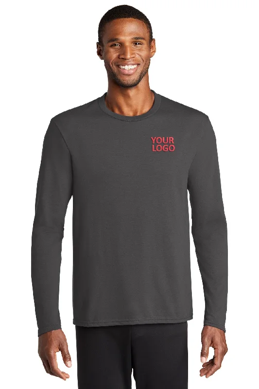 Port & Company Long Sleeve Performance Customized Blend Tee's, Charcoal