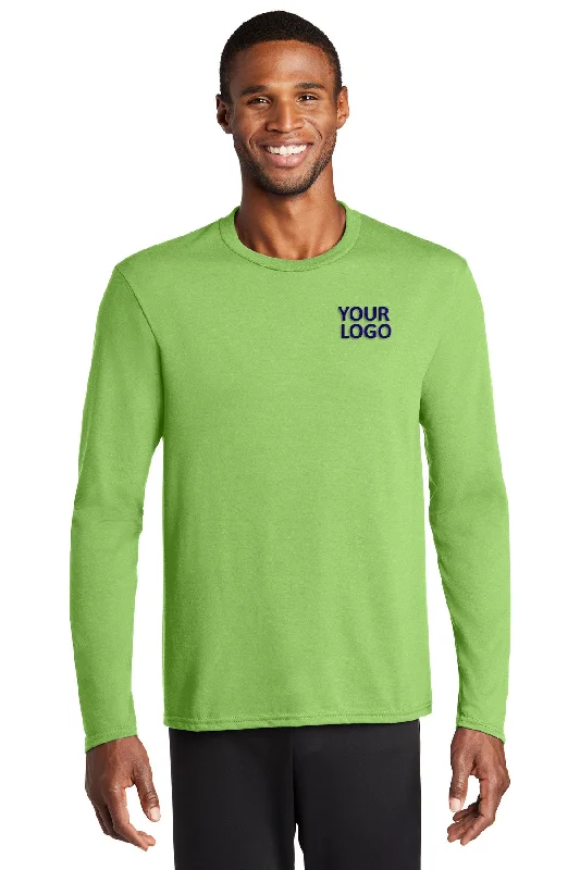 Port & Company Long Sleeve Performance Custom Blend Tee's, Lime