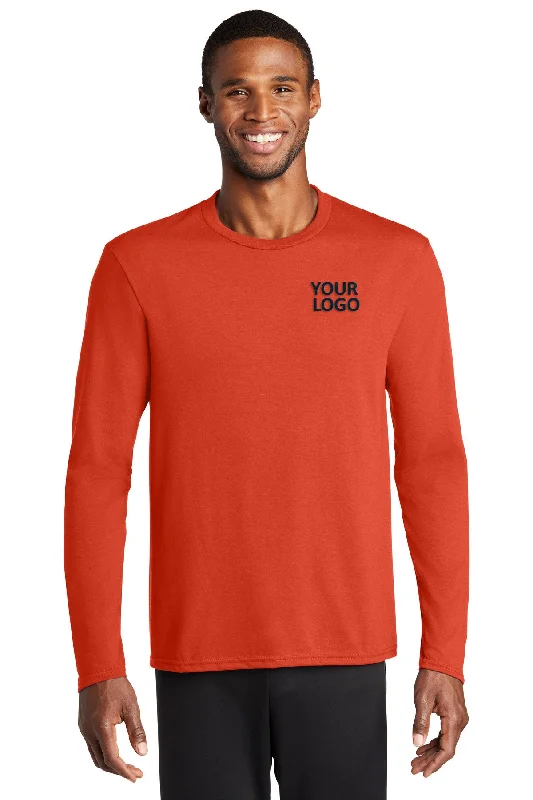 Port & Company Long Sleeve Performance Custom Blend Tee's, Orange