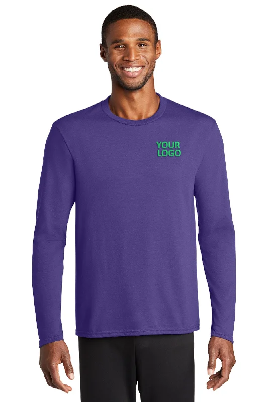 Port & Company Long Sleeve Performance Branded Blend Tee's, Purple