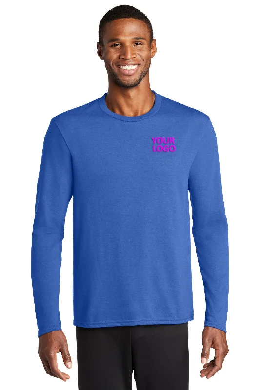 Port & Company Long Sleeve Performance Branded Blend Tee's, True Royal