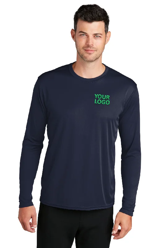 Port & Company Long Sleeve Performance Customized Tee's, Deep Navy