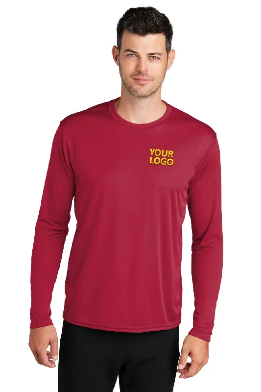 Port & Company Long Sleeve Performance Customized Tee's, Red