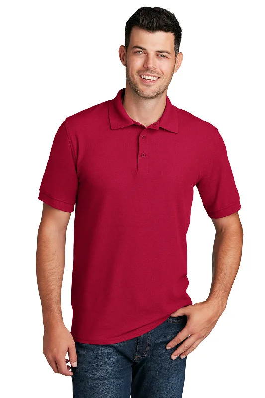 Port & Company Mens Core Stain Resistant Short Sleeve Polo Shirt - Red