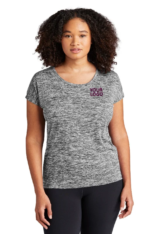 Sport-Tek Ladies PosiCharge Electric Heather Customized Sporty Tee's, Black Electric