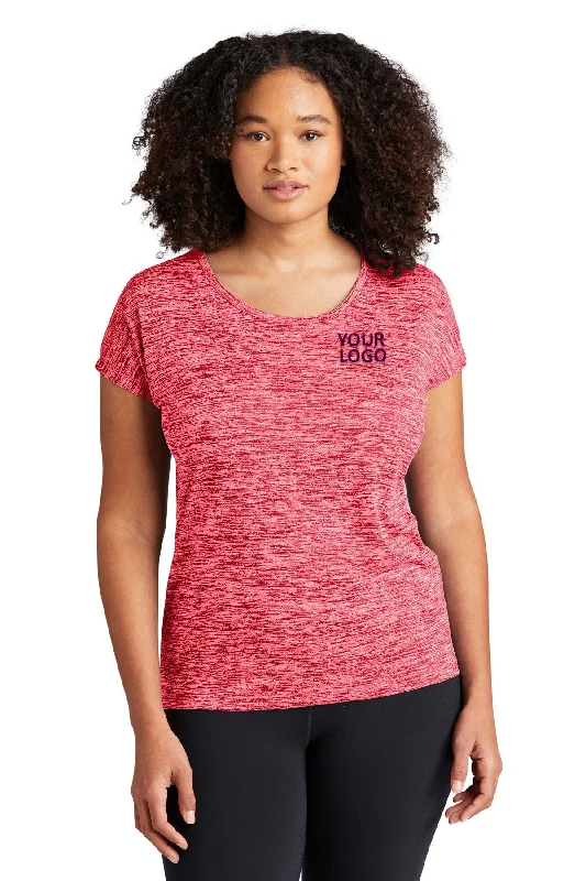 Sport-Tek Ladies PosiCharge Electric Heather Customized Sporty Tee's, Deep Red Electric