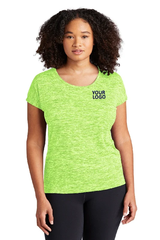 Sport-Tek Ladies PosiCharge Electric Heather Branded Sporty Tee's, Lime Shock Electric