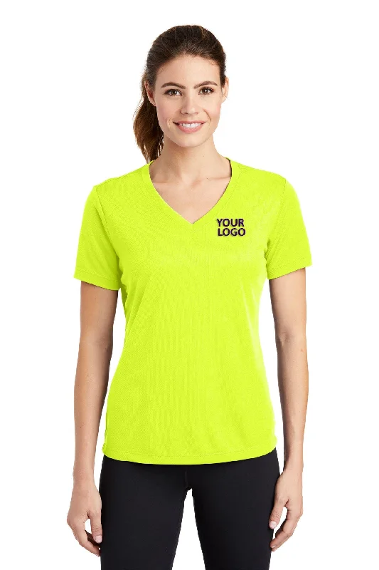 Sport-Tek Ladies PosiCharge Customized RacerMesh V-Neck Tee's, Neon Yellow